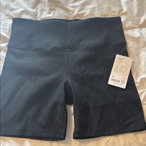 Women's Black Ribbed Shorts